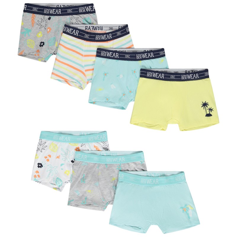 Lot de 7 boxers en jersey motifs palmiers garçon