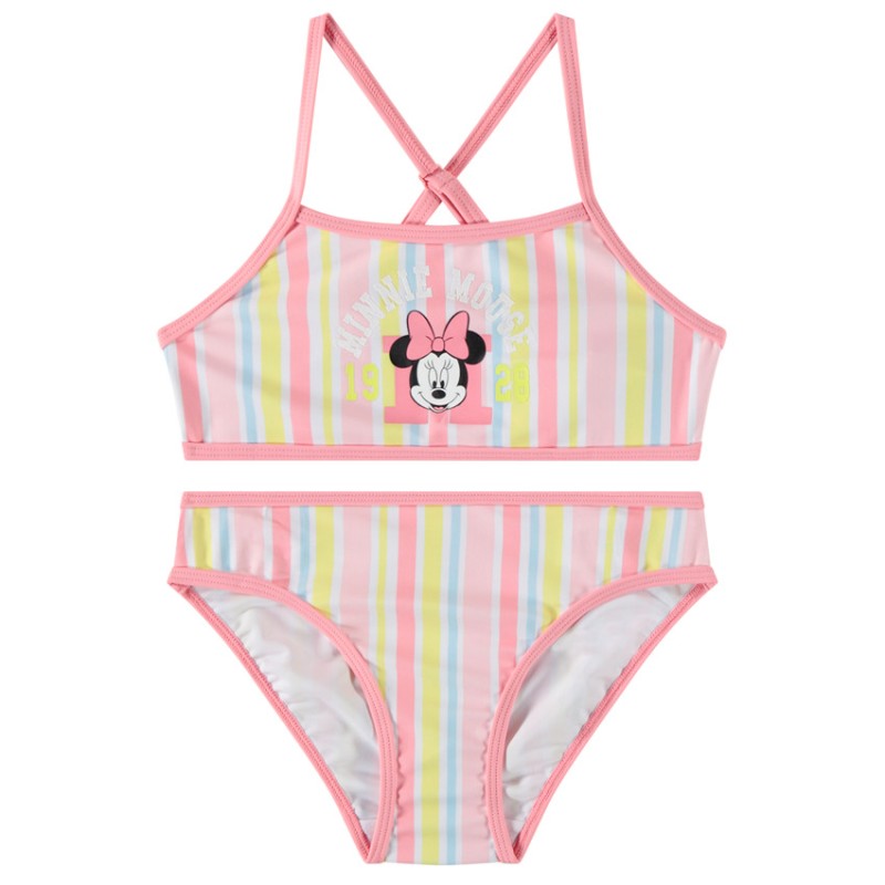 Maillot de bain 2 pièces rayé à print Minnie Disney fille