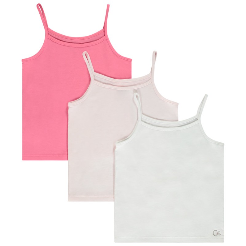 Lot de 3 débardeurs unis à bretelles fine fille