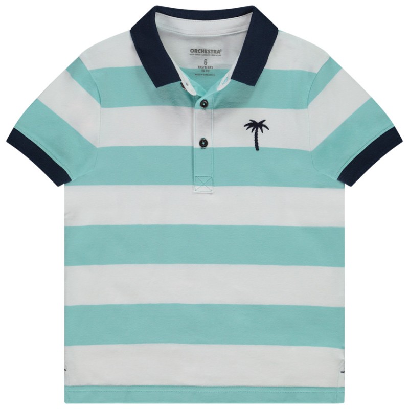 Polo manches courtes rayé broderie palmier garçon