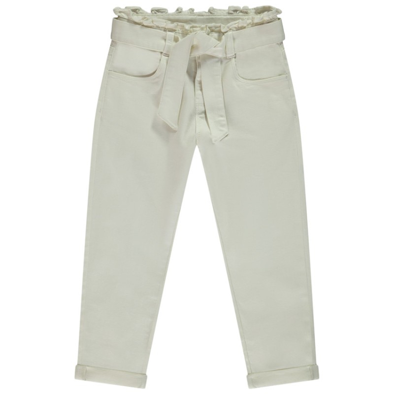 Jean paperbag ceinturé pour fille