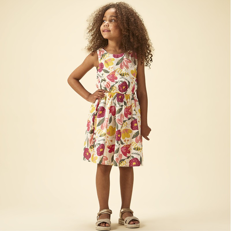 Robe sans manches imprimé floral à fentes latérales pour fil