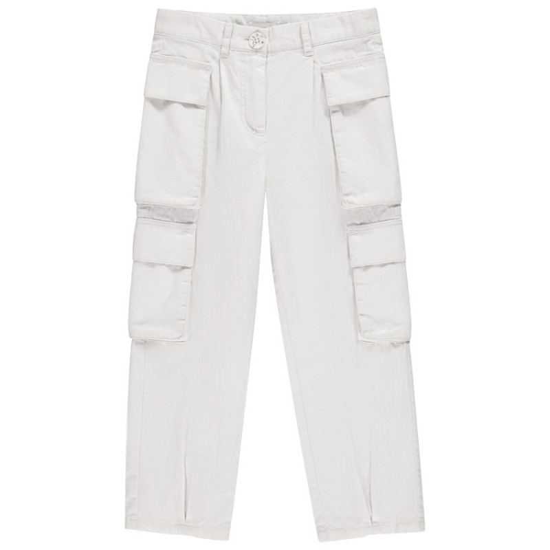 Pantalon cargo uni en lin fille