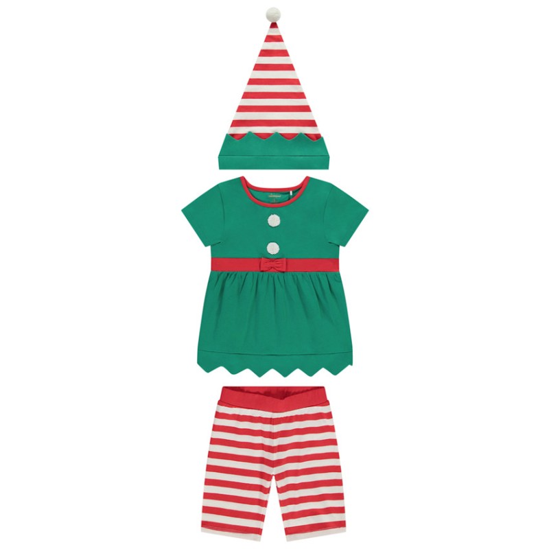 Set pyjama ludique lutin de Noël fille