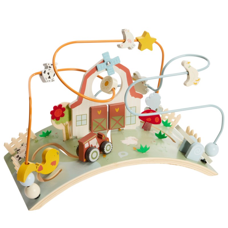 Planche d'activités en bois avec spirales Ferme