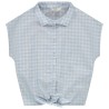 Chemise manches courtes à nouer imprimé vichy pour fille