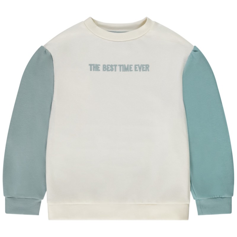 Sweat effet color block avec broderie fille