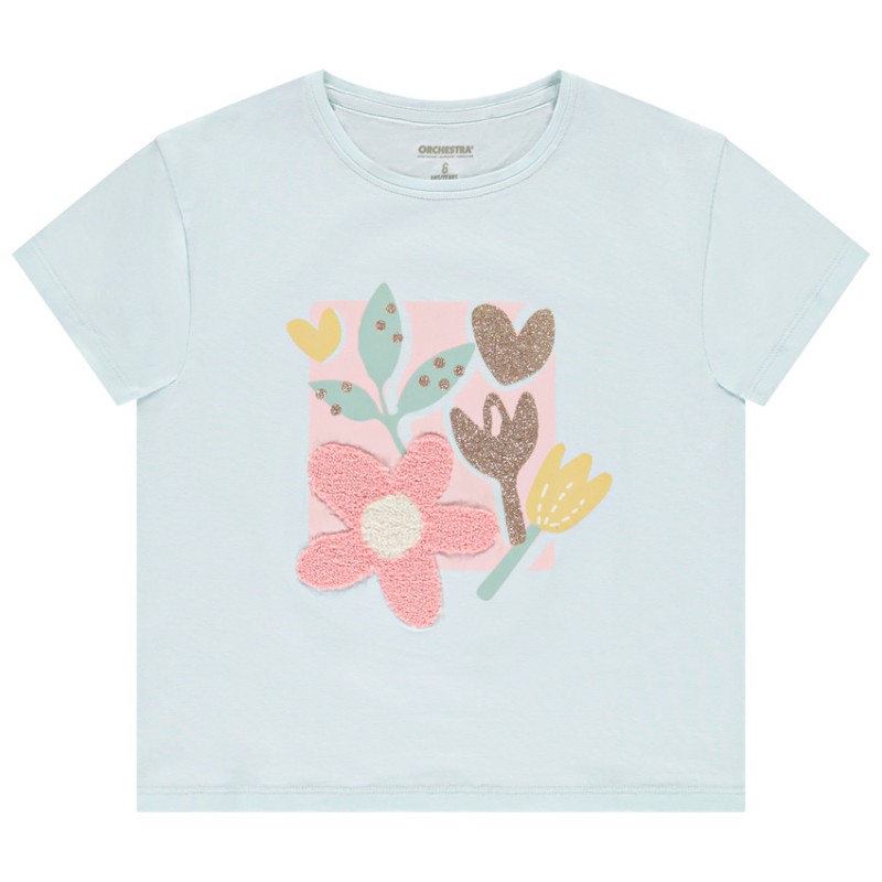 T-shirt manches courtes à broderie bouclette fille