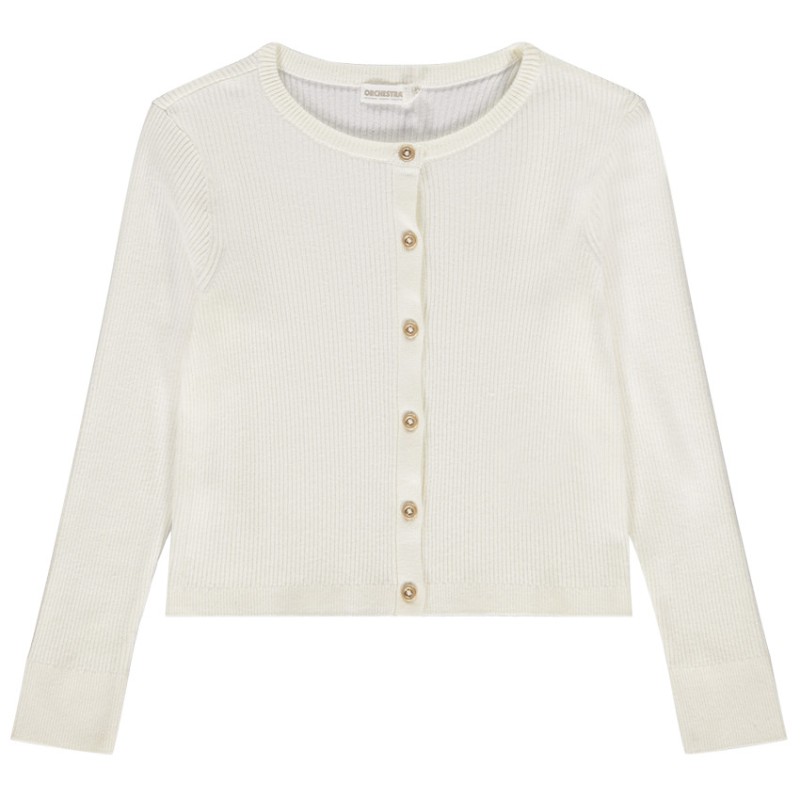 Gilet manches longues en tricot côtelé fille
