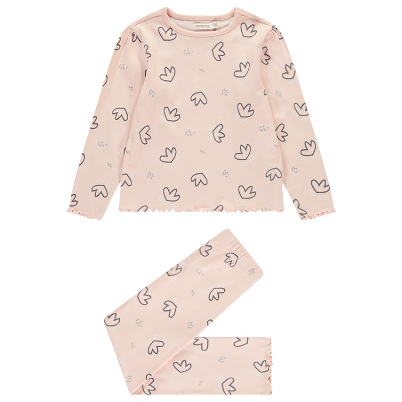 Set pyjama long en jersey imprimé fleurs fille
