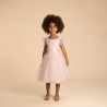 Robe manches courtes en tulle et sequins fille