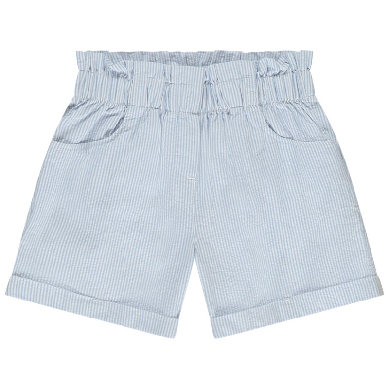 Short évasé en seersucker rayé fille