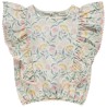 Top volanté en double gaze imprimé fleurs fille