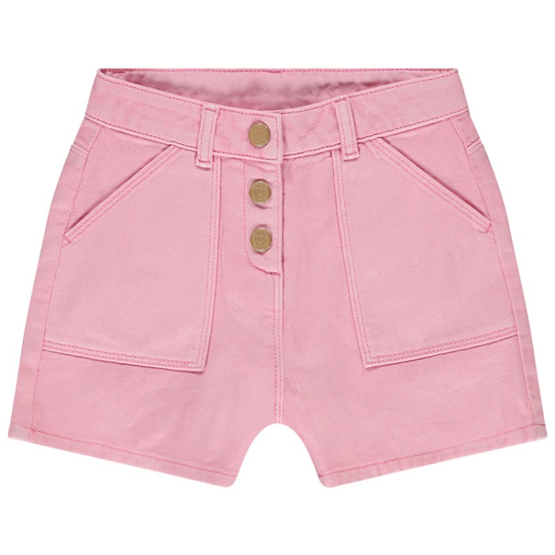 Short denim overdyed uni à boutons fille