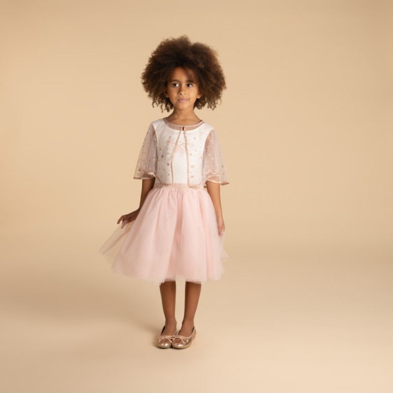 Robe sans manches bi-matières avec cape papillon fille