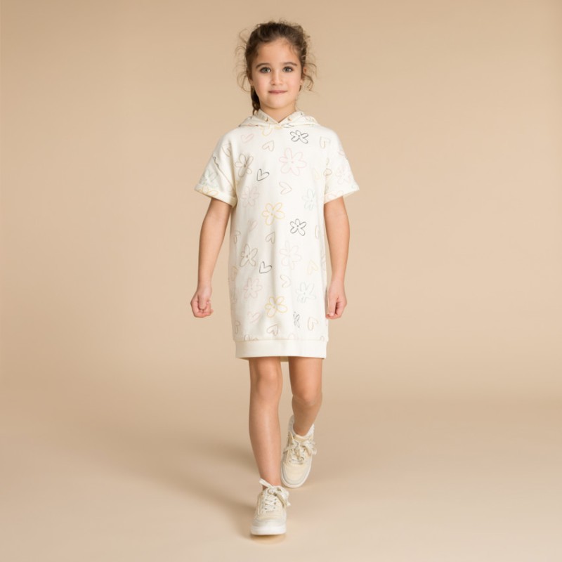 Robe molleton à capuche imprimé fantaisie fille