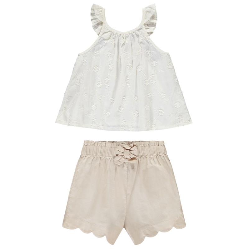 Ensemble 2 pièces avec broderie anglaise fille