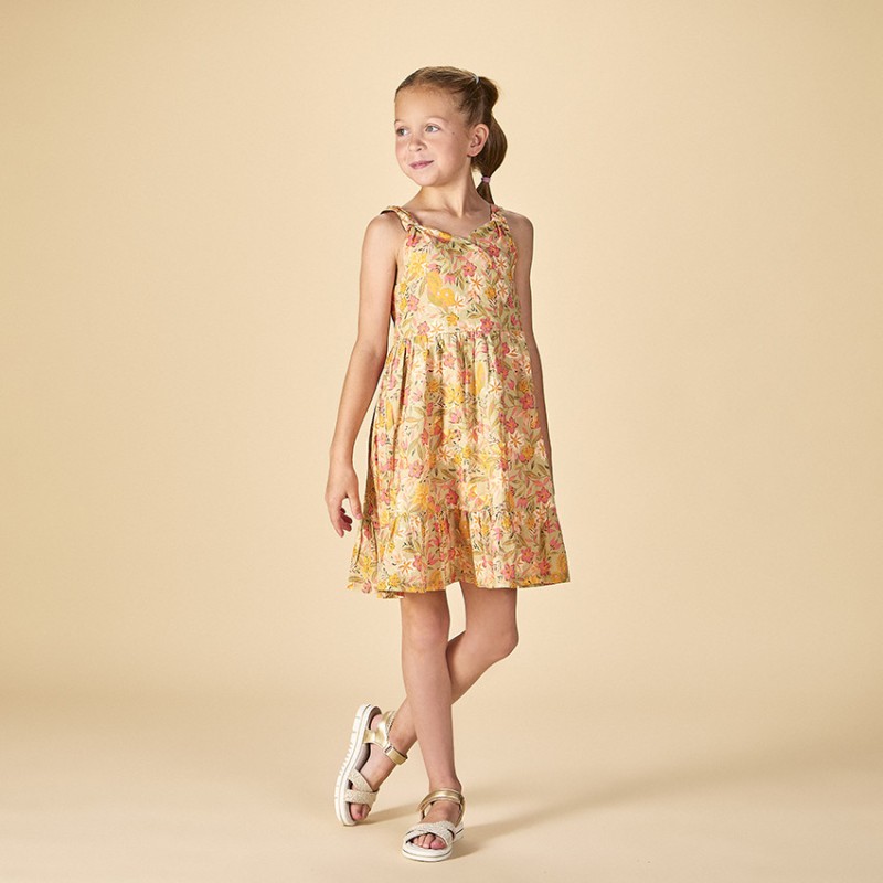 Robe volantée à bretelles imprimé floral fille