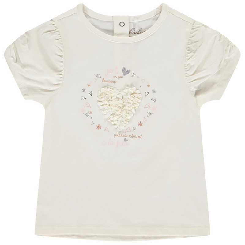 T-shirt manches courtes avec cœur pétales 3D pour bébé fille