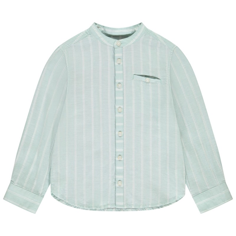 Chemise manches longues à rayures et col mao garçon