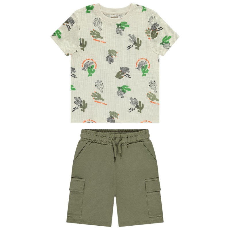 Ensemble 2 pièces avec t-shirt imprimé cactus pour garçon
