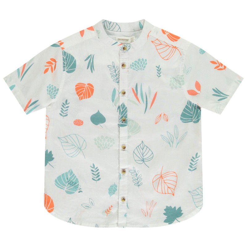 Chemise manches courtes col mao et imprimé fantaisie garçon