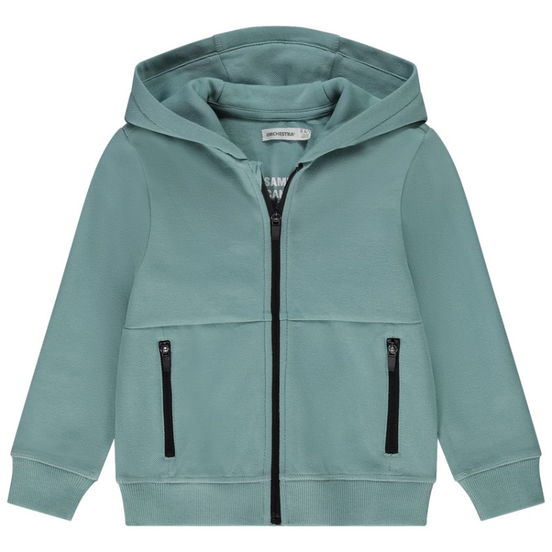 Gilet uni à capuche et poches zippées garçon