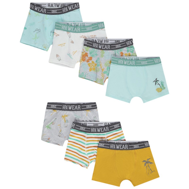 Lot de 7 boxers en jersey imprimé fantaisie pour garçon