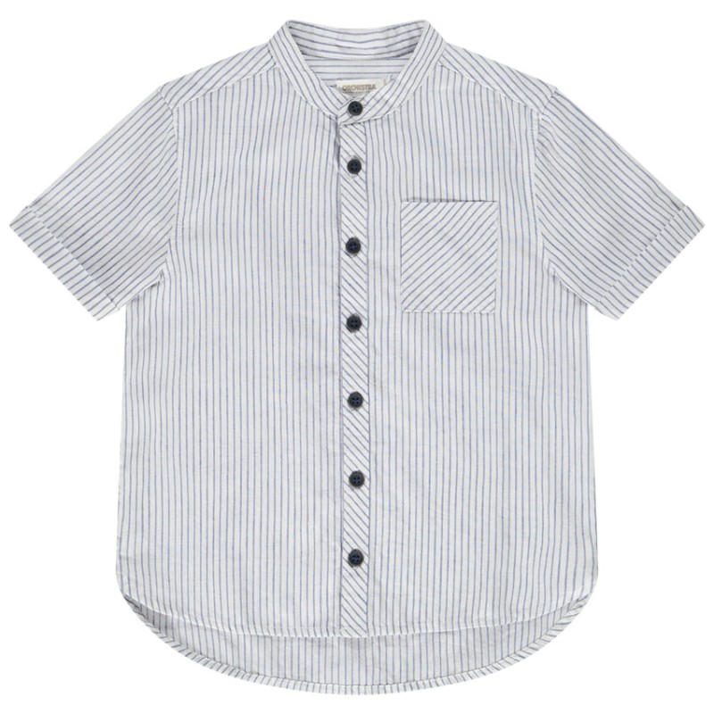 Chemise manches courtes en coton et lin à rayures pour garço