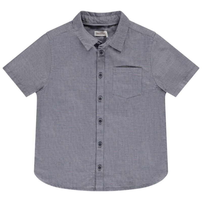 Chemise manches courtes en coton avec poche plaquée pour gar