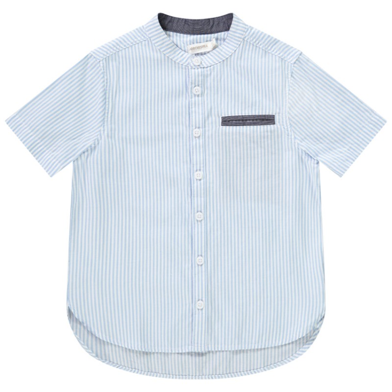 Chemise manches courtes à rayures en coton pour garçon