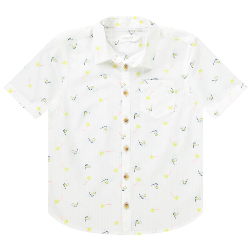 Chemise manches courtes imprimé masques/palmiers pour garçon