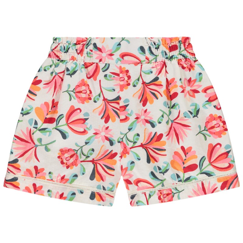 Short imprimé floral avec dentelle jour échelle fille