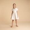 Robe de cérémonie manches courtes en jacquard fleuri fille