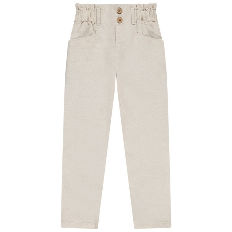 Pantalon fluide paperbag avec boutons coco fille