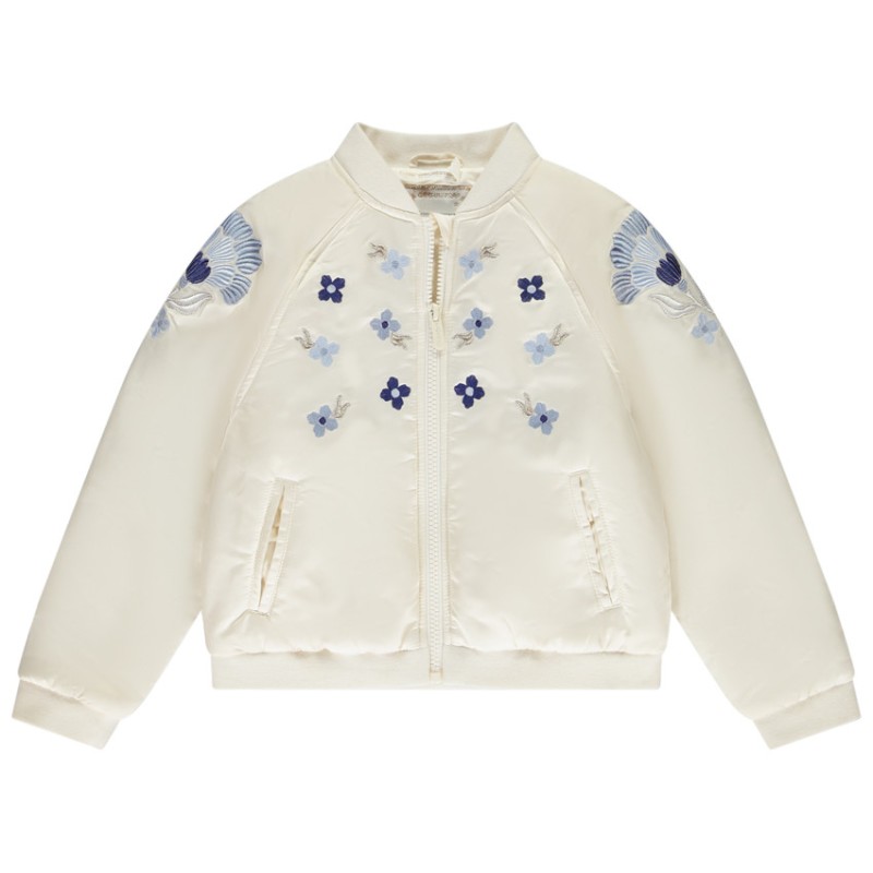 Bomber en toile satinée avec détails brodés fille