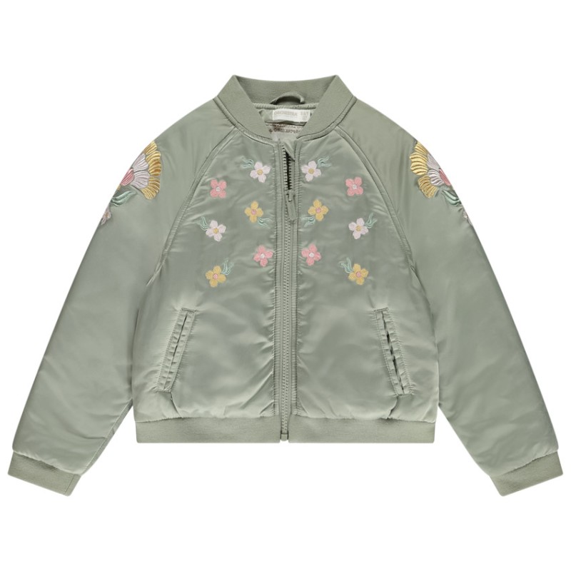 Bomber en toile satinée avec détails brodés fille
