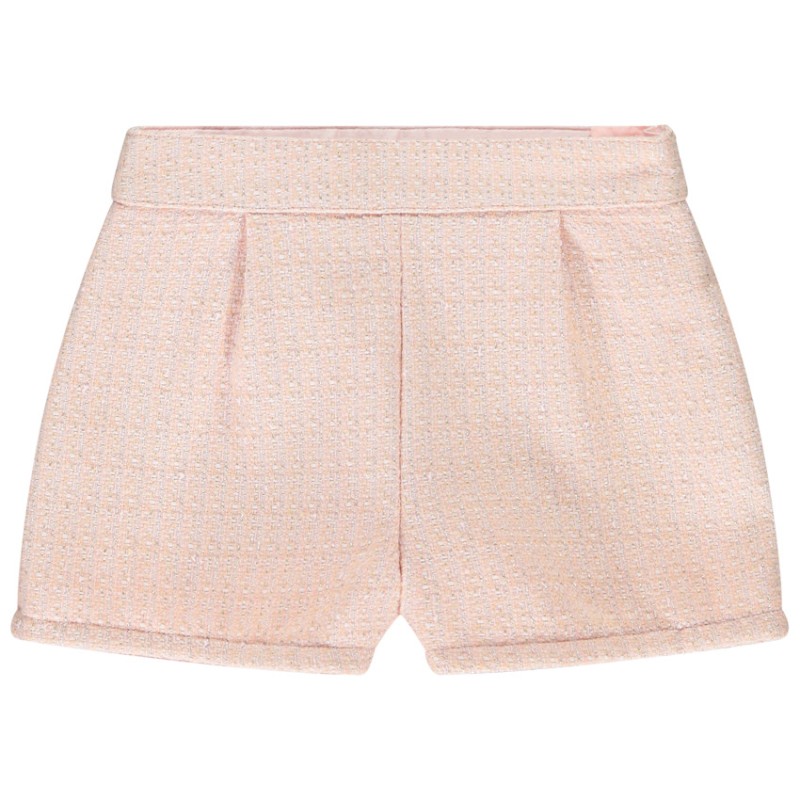 Short en jacquard rose doublé en voile fille