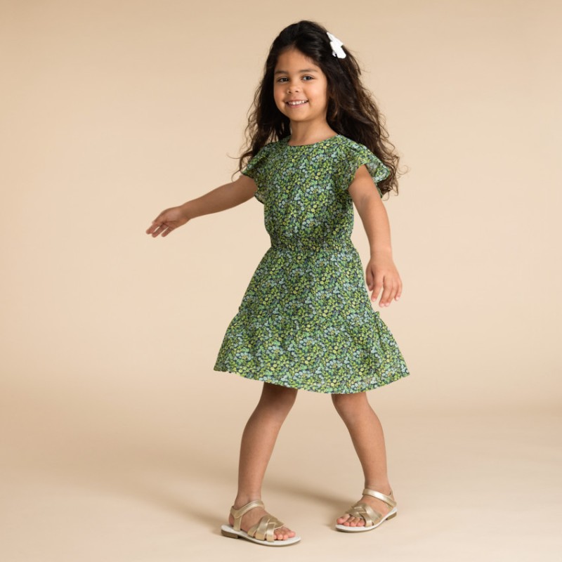 Robe manches courtes imprimé fleuri fille