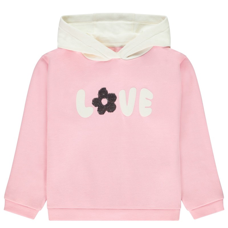 Sweat oversize avec fleur en sequins magiques pour fille