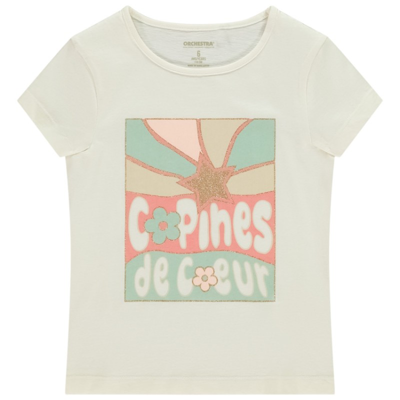 T-shirt manches courtes avec print fantaisie à paillette pou