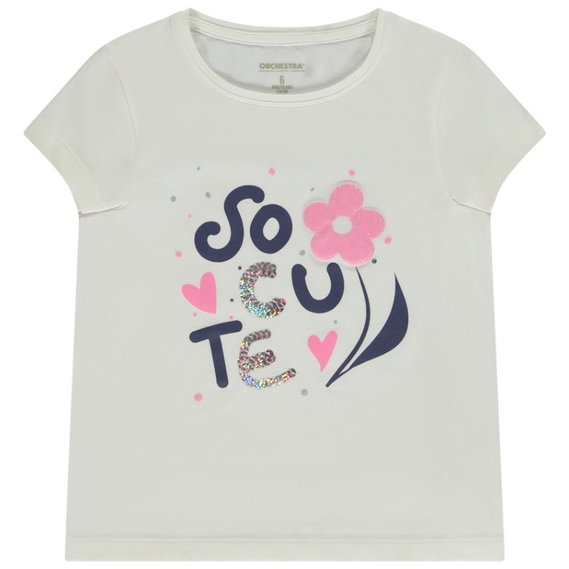 T-shirt manches courtes avec sequins iridescents pour fille