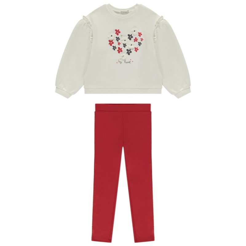 Ensemble jogging avec sweat fantaisie fleuri pour fille