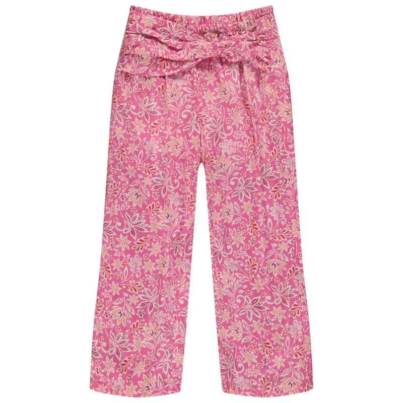 Pantalon fluide à fausse ceinture imprimé floral pour fille