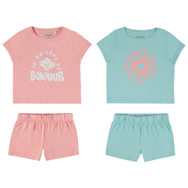 Lot de 2 pyjamas courts 2 pièces en jersey fille