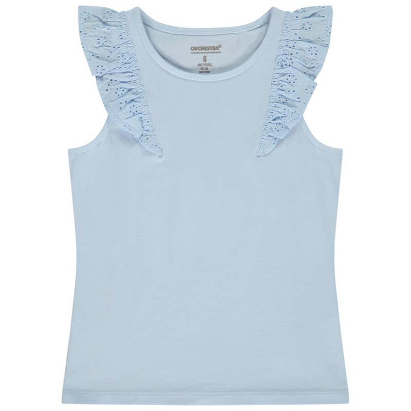 Débardeur à volants en broderie anglaise fille
