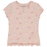 T-shirt manches courtes côtelé imprimé fleuri pour fille