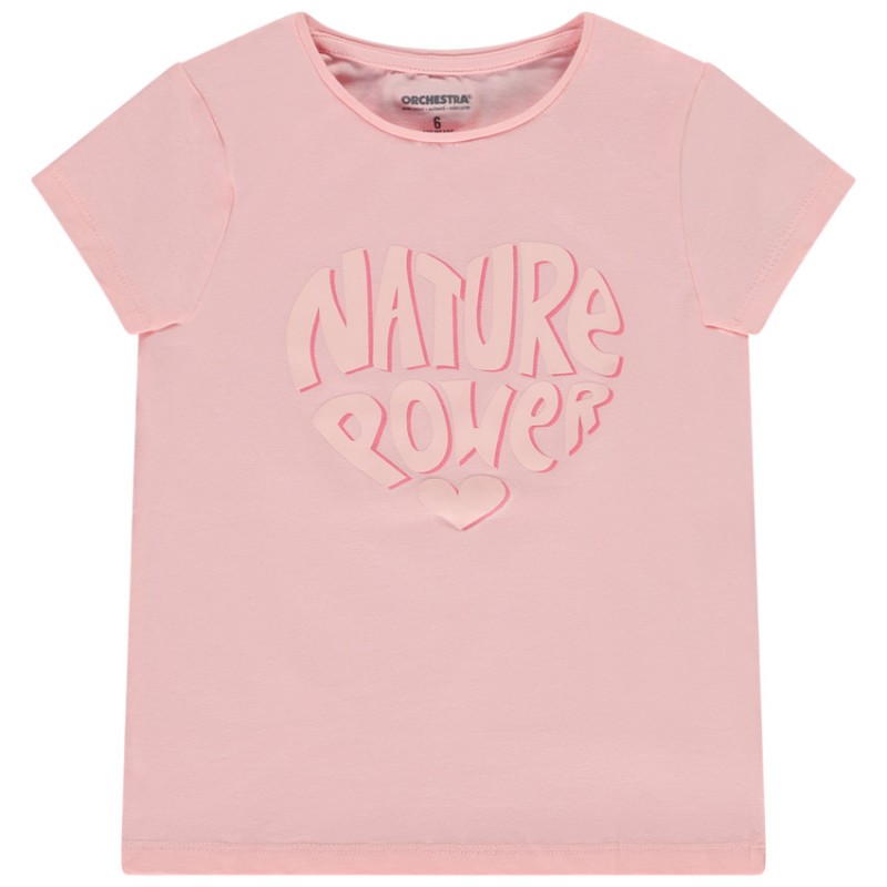 T-shirt manches courtes print cœur pour fille