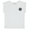 T-shirt manches courtes patch fantaisie fleur en crochet pou