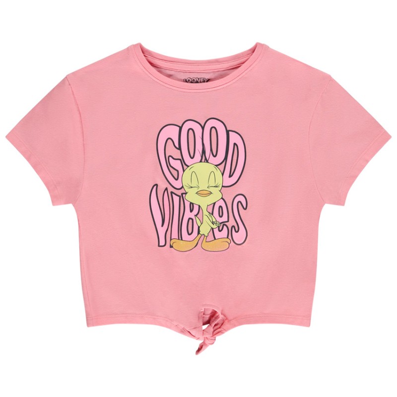 T-shirt manches courtes à nouer print Titi Warner pour fille